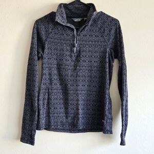 Eddie Bauer quarter zip Gray Printed Pullover athleisure sweater Size Large